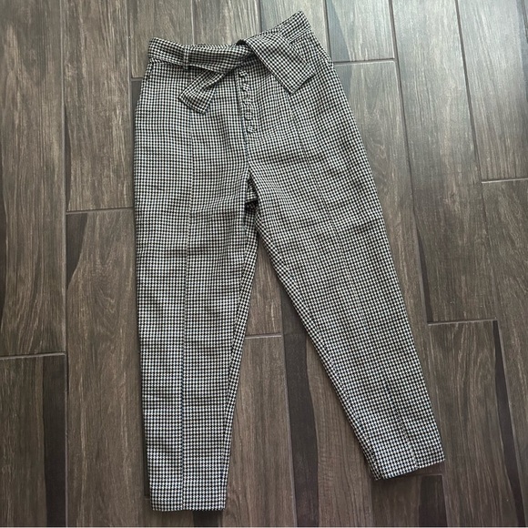 Lovers + Friends Dillion Trouser Pants Houndstooth Teal & Black Sz L - Picture 3 of 10